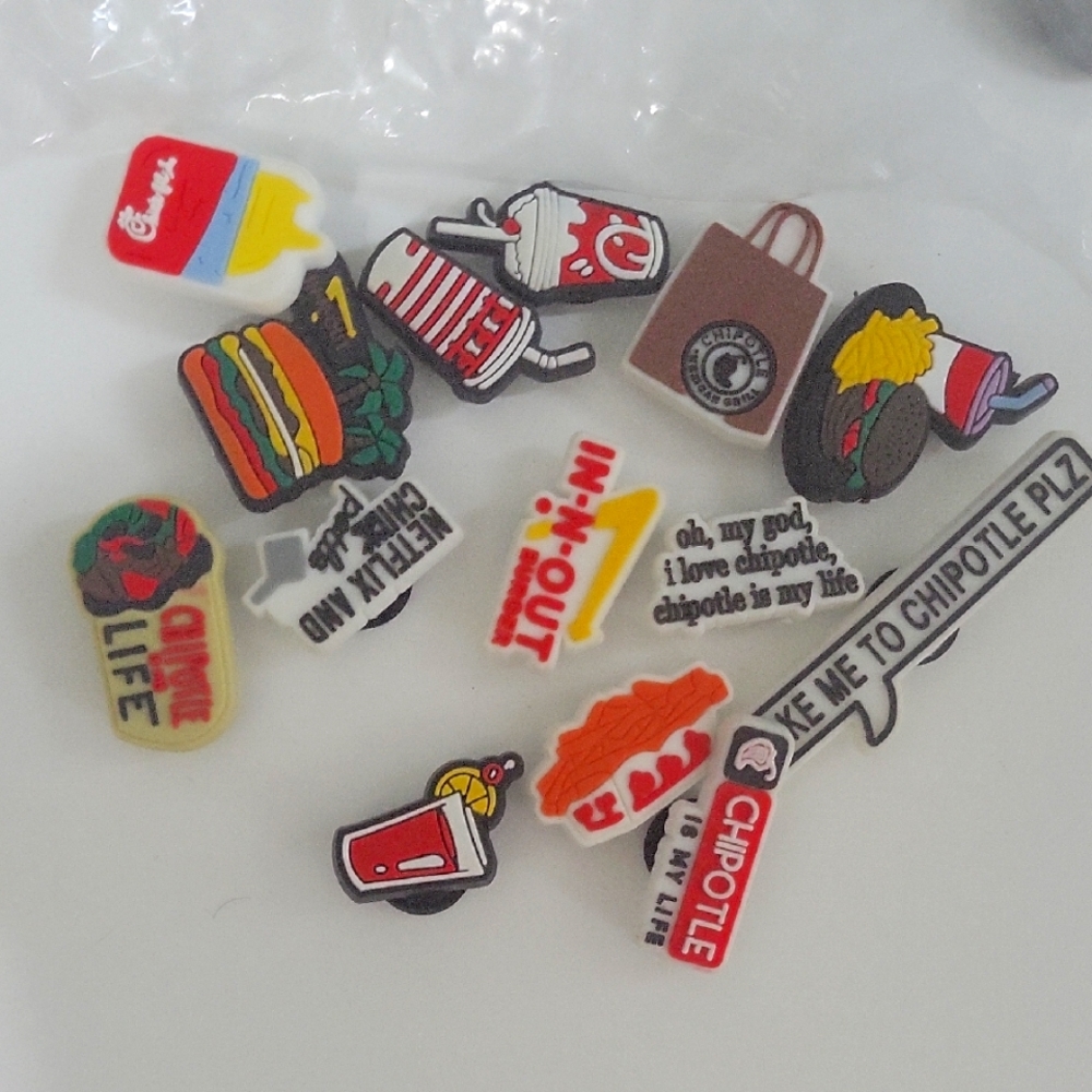 Chick Fil A, Chipotle, In N Out Croc Charmes